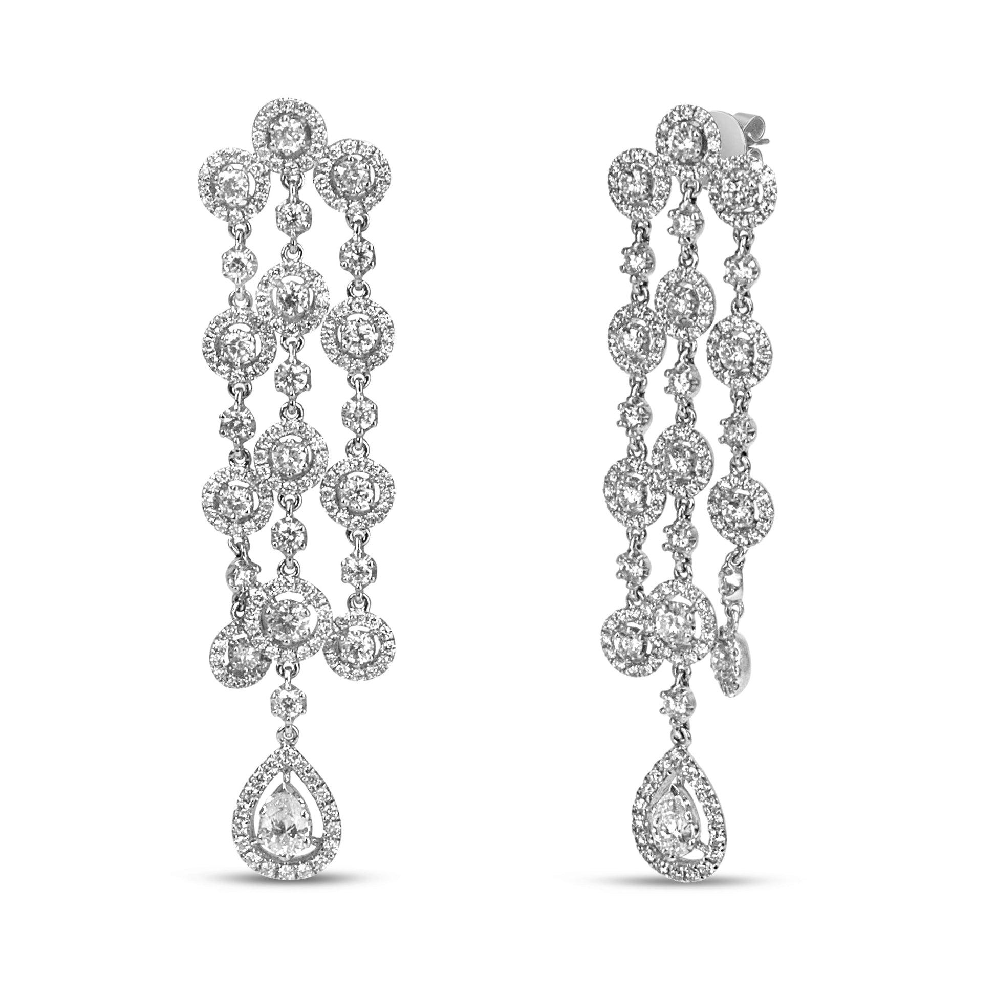 18K White Gold 4 3/4 Cttw Diamond Double Teardrop Waterfall Dangle Earrings (H-I Color, VS1-VS2 Clarity) Bids.com