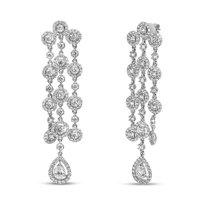 18K White Gold 4 3/4 Cttw Diamond Double Teardrop Waterfall Dangle Earrings (H-I Color, VS1-VS2 Clarity) Bids.com