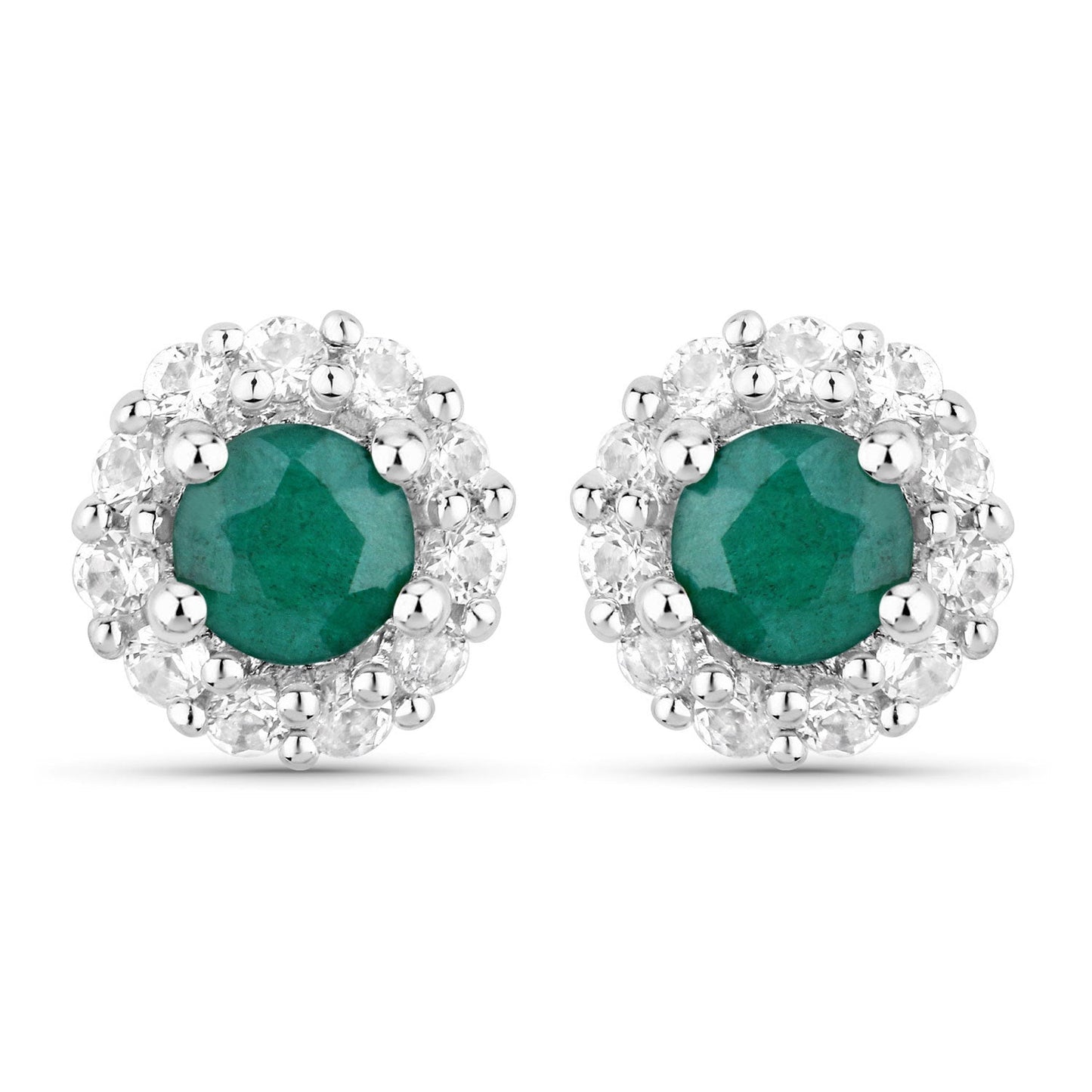 1.81 Carat Dyed Emerald and White Topaz .925 Sterling Silver Jewelry Set Bids.com