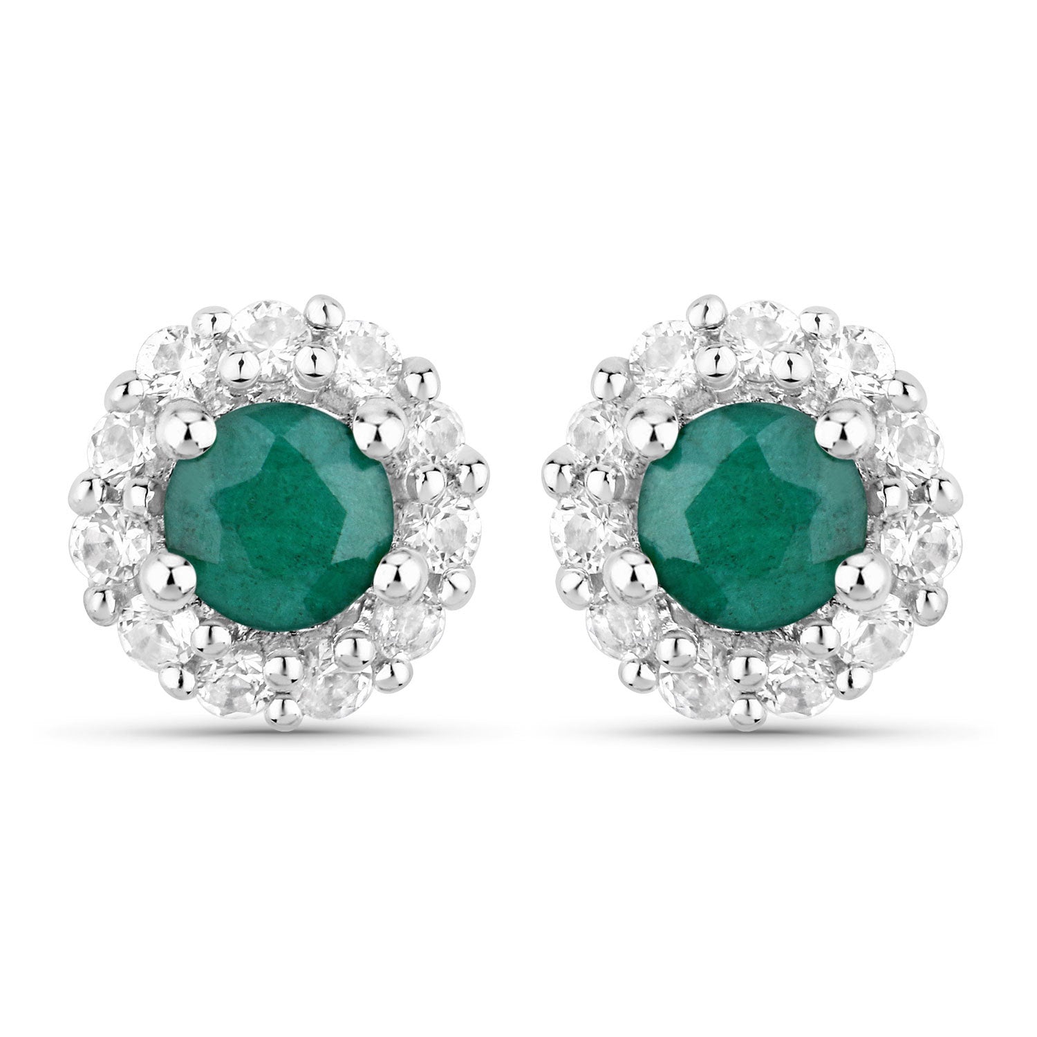 1.81 Carat Dyed Emerald and White Topaz .925 Sterling Silver Jewelry Set Bids.com