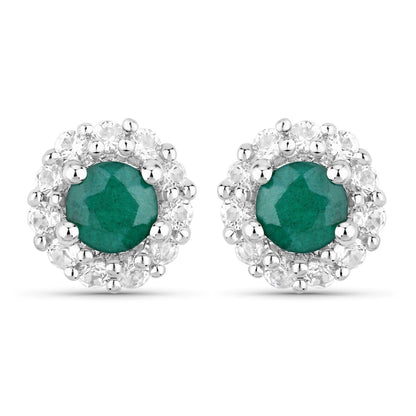 1.81 Carat Dyed Emerald and White Topaz .925 Sterling Silver Jewelry Set Bids.com