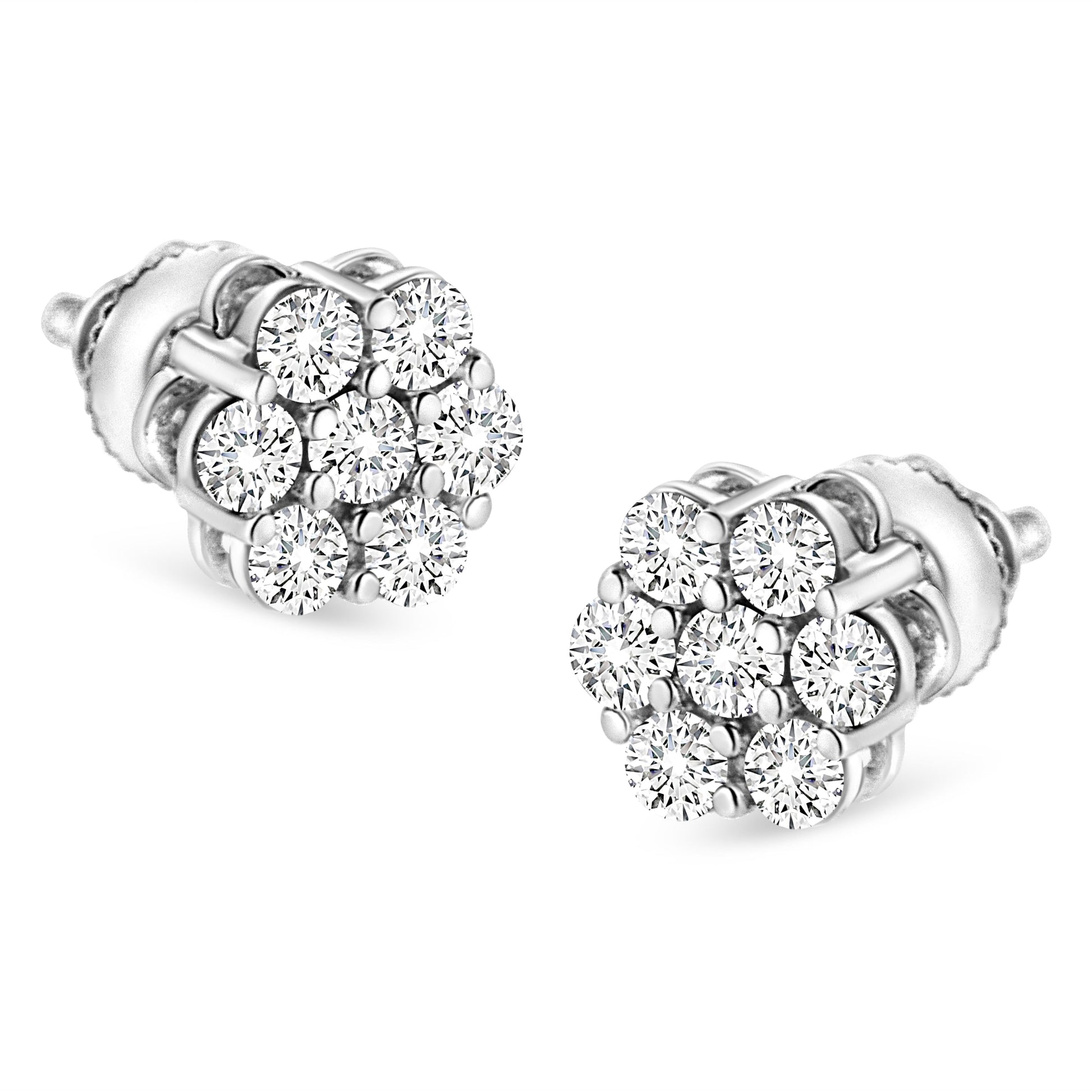 14K White Gold 1/2 cttw Round-Cut Diamond Floral Stud Earrings (I-J Color, SI2-I1 Clarity) Bids.com