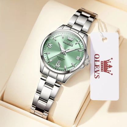 Women's Stainless Steel Watch Lavender Dial Calendar BandsCo Straps