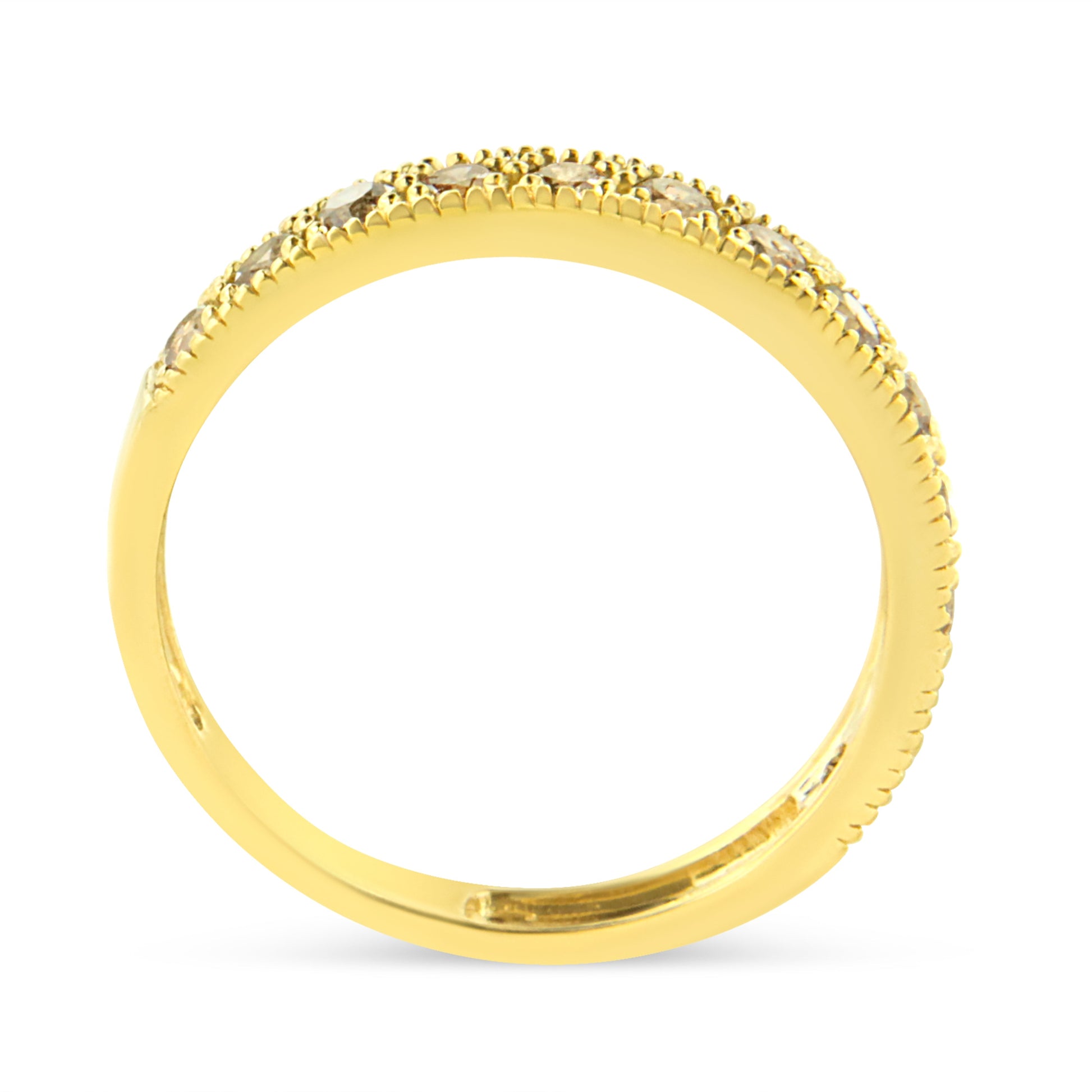 IGI Certified 1/2 Cttw Diamond 10K Yellow Gold Prong Set Beaded Milgrain Band Style Ring (J-K Color, I2-I3 Clarity) - Size 7 Bids.com