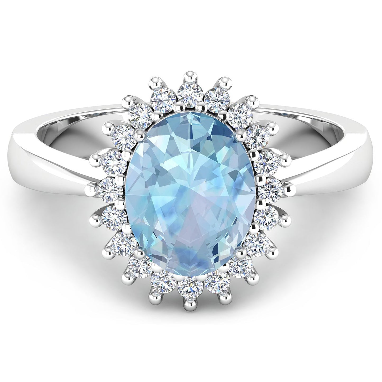 1.24 Carat Genuine Aquamarine and White Diamond 14K White Gold Ring Bids.com