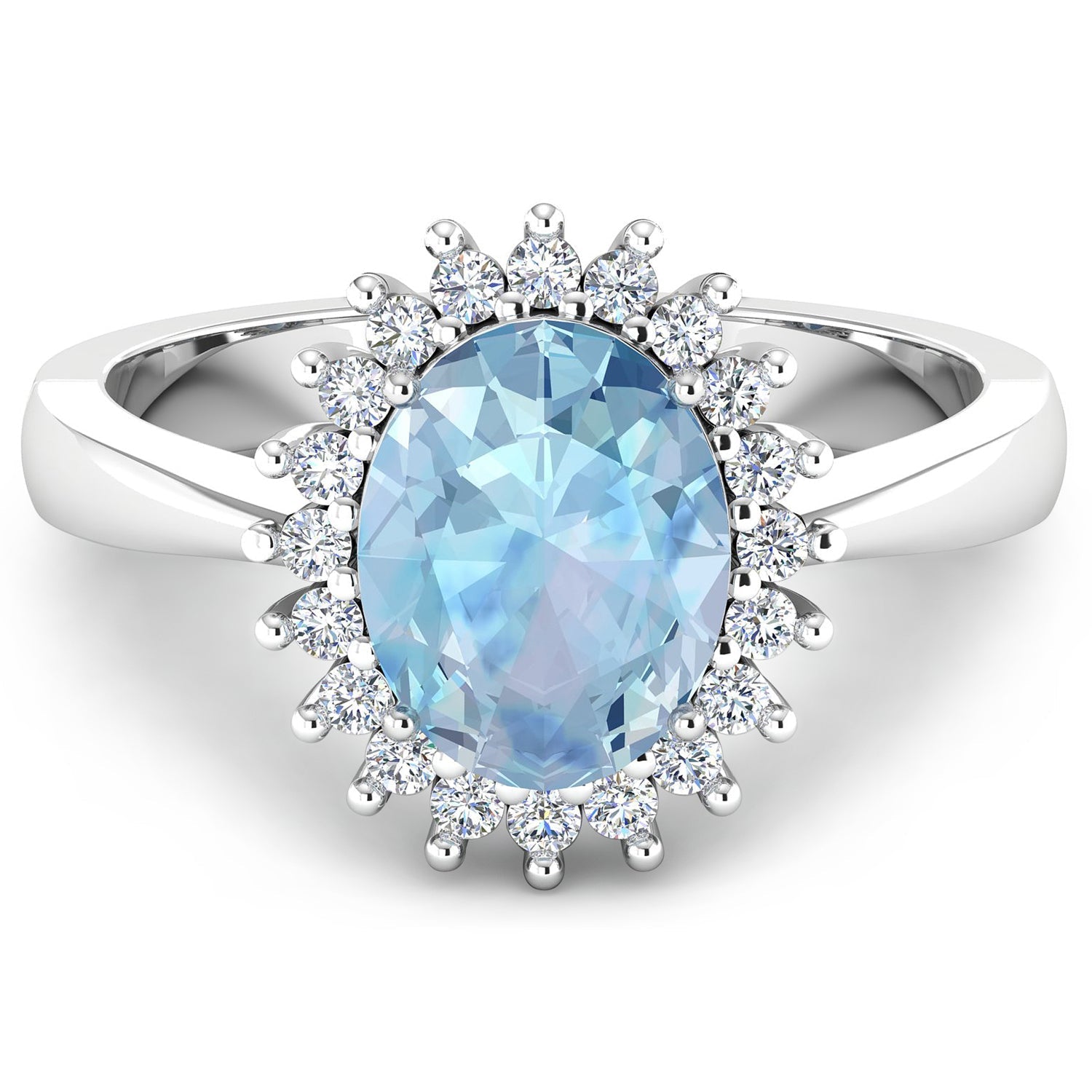 1.24 Carat Genuine Aquamarine and White Diamond 14K White Gold Ring Bids.com