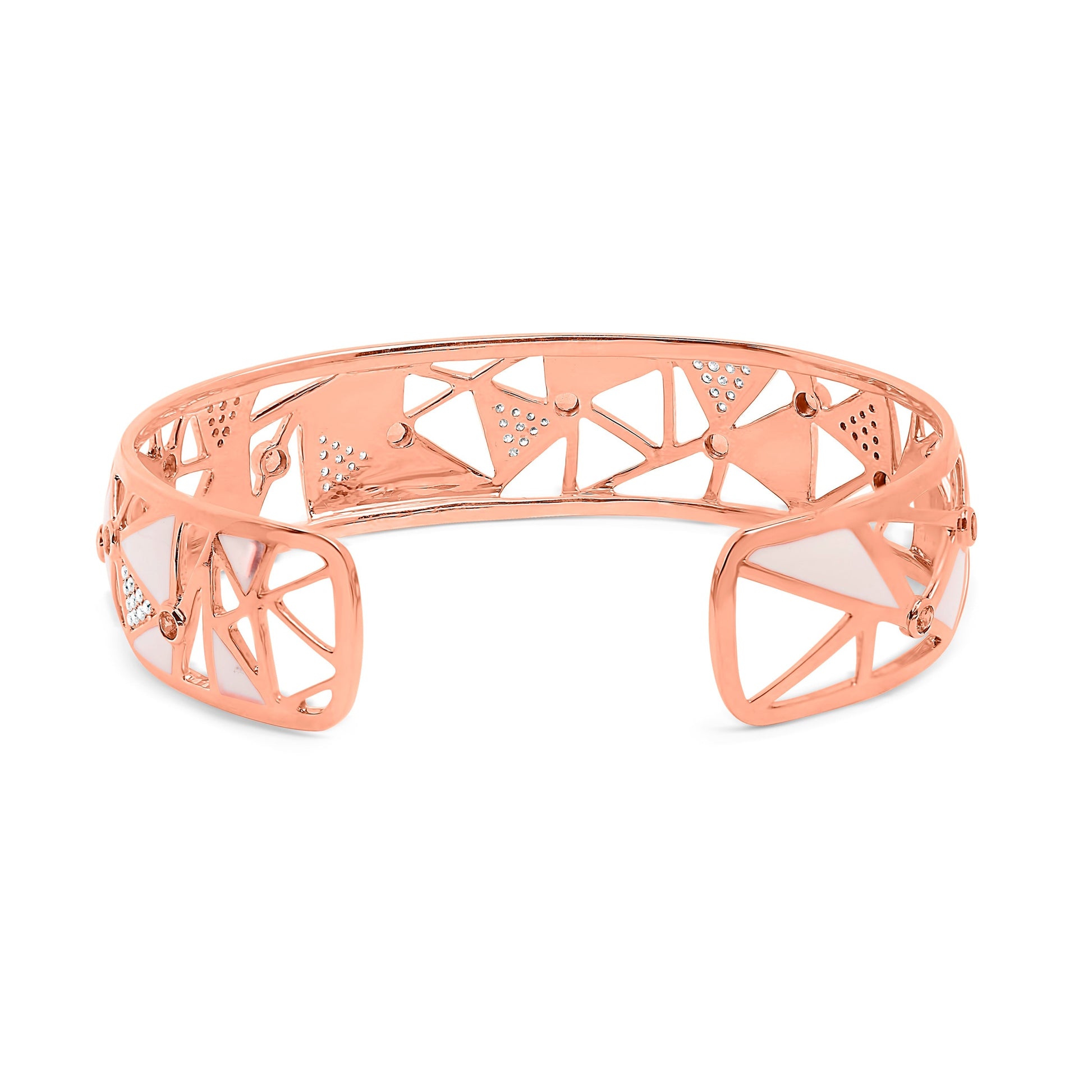14K Rose Gold 5/8 Cttw Diamond with Pink Tourmaline Open Cuff Bangle with White Enamel (G-H Color, SI1-SI2 Clarity) - 7" Bids.com