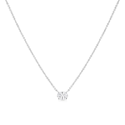 14K White Gold 1/2 Cttw Lab Grown Oval Shape Solitaire Diamond East West 18" Pendant Necklace (E-F Color, VS1-VS2 Clarity) Bids.com