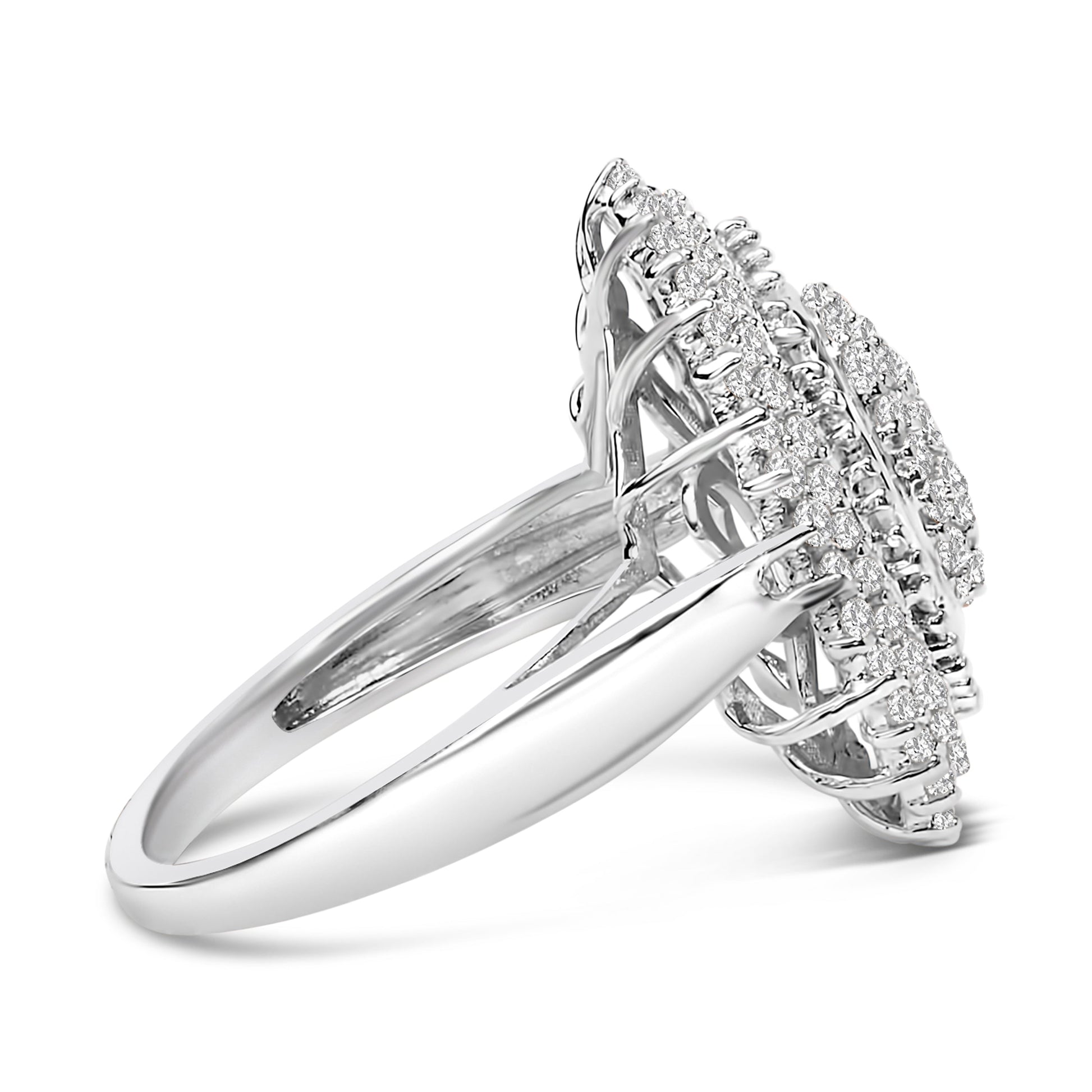 Sterling Silver 2.0 Cttw Diamond Oval Halo Cocktail Ring Bids.com