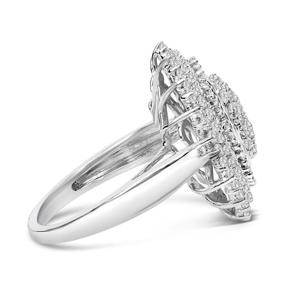 Sterling Silver 2.0 Cttw Diamond Oval Halo Cocktail Ring Bids.com