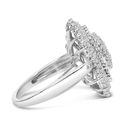 Sterling Silver 2.0 Cttw Diamond Oval Halo Cocktail Ring Bids.com