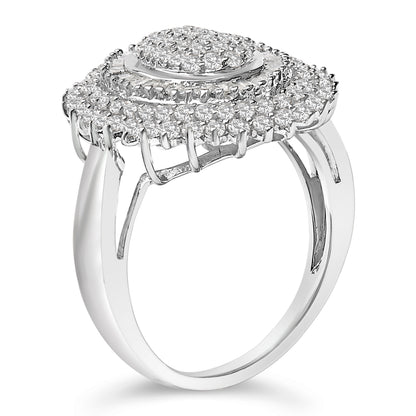 Sterling Silver 2.0 Cttw Diamond Oval Halo Cocktail Ring Bids.com