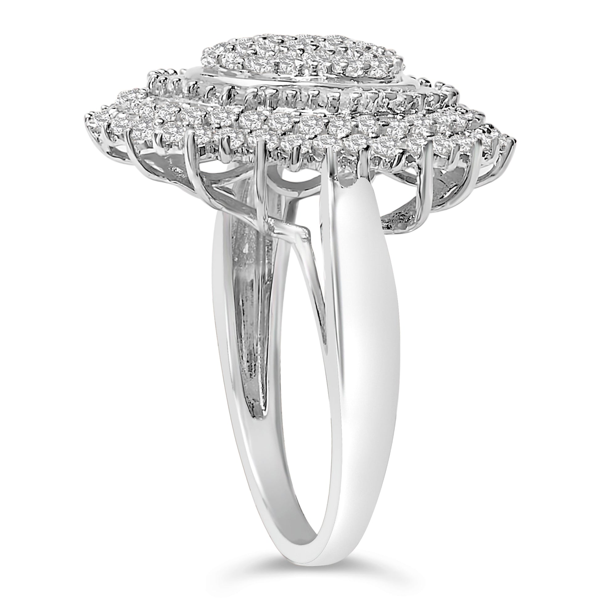 Sterling Silver 2.0 Cttw Diamond Oval Halo Cocktail Ring Bids.com
