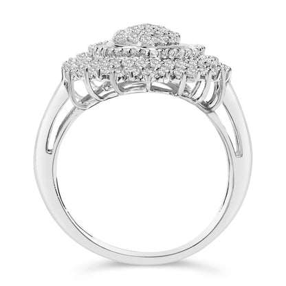 Sterling Silver 2.0 Cttw Diamond Oval Halo Cocktail Ring Bids.com
