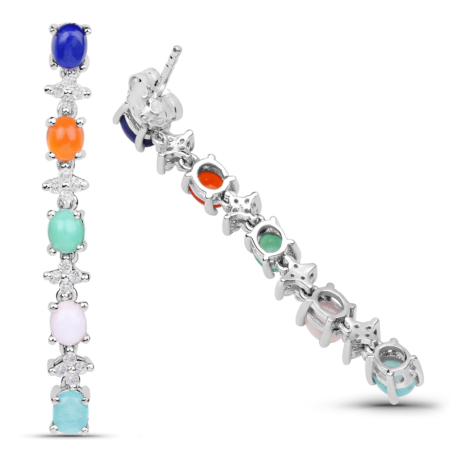 4.40 Carat Genuine Multi Stone .925 Sterling Silver Earrings Bids.com