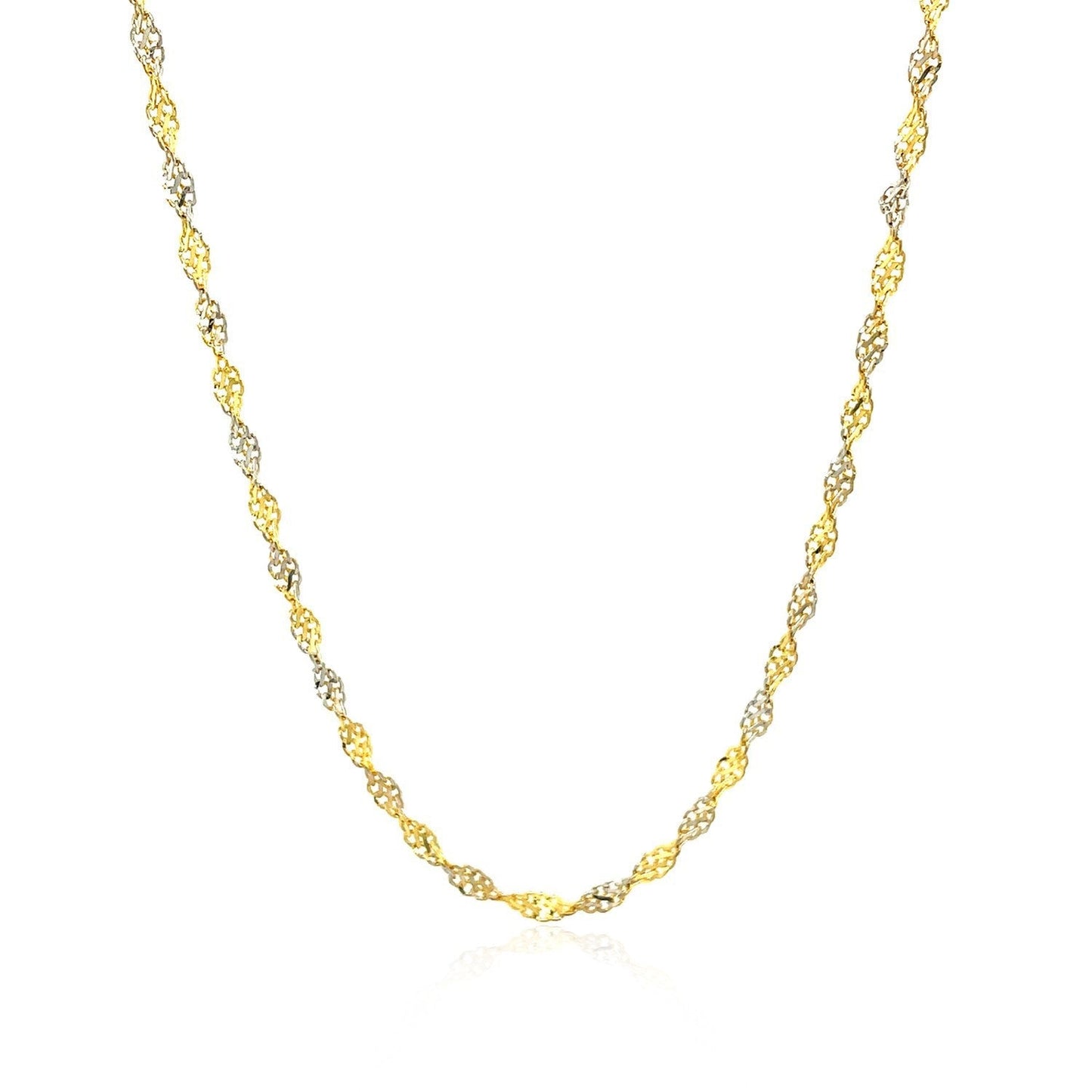 2.0mm 14k Two-Tone Gold Singapore Chain Bids.com