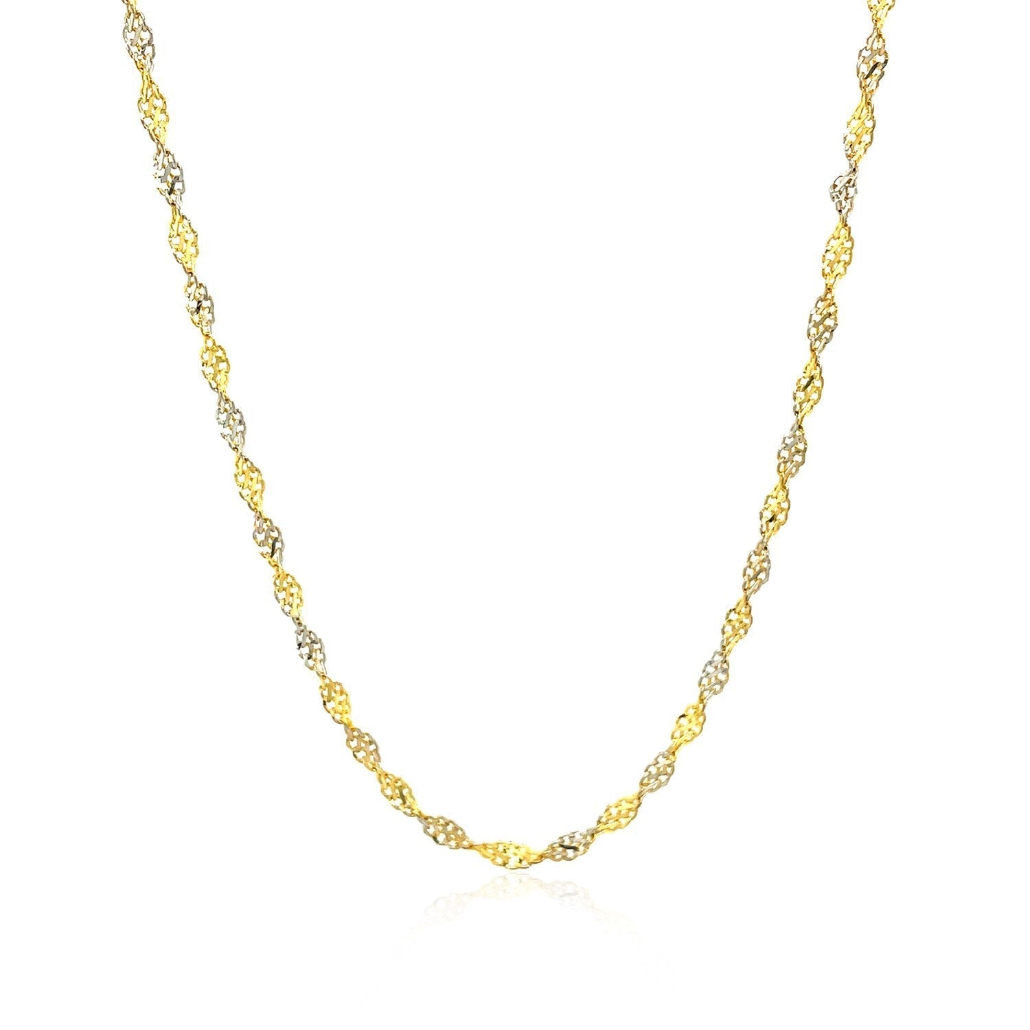 2.0mm 14k Two-Tone Gold Singapore Chain Bids.com