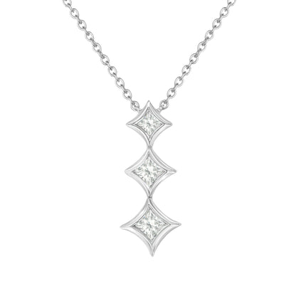 10K White Gold 1/5 Cttw Princess Cut Diamond 3 Stone Drop 18" Pendant Necklace (H-I Color, SI2-I1 Clarity) Bids.com