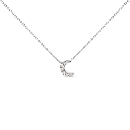 10K White Gold Diamond Accented Crescent Moon Shaped 18" Inch Pendant Necklace (H-I Color, I1-I2 Clarity) Bids.com