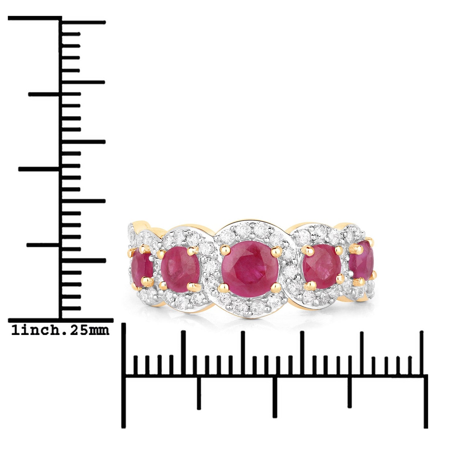 1.99 Carat Genuine Ruby and White Diamond 14K Yellow Gold Ring Bids.com