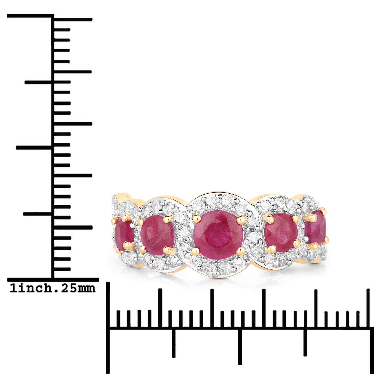 1.99 Carat Genuine Ruby and White Diamond 14K Yellow Gold Ring Bids.com