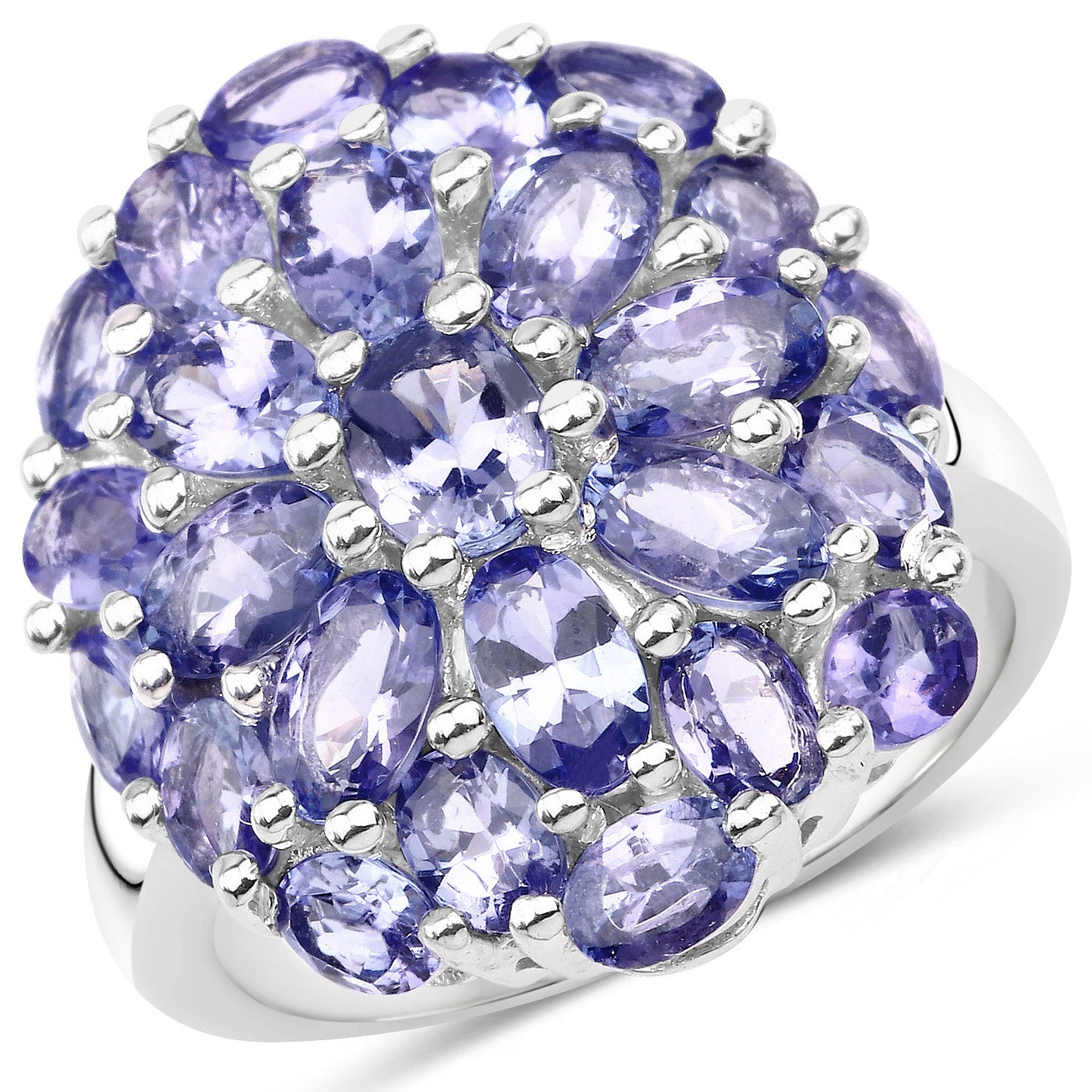 7.08 Carat Genuine Tanzanite .925 Sterling Silver Ring Bids.com