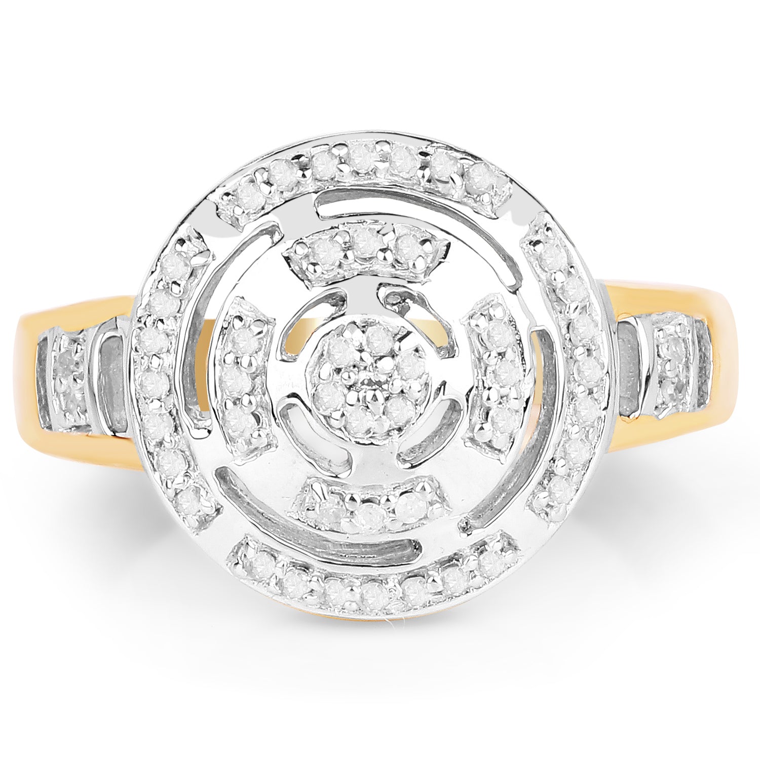 14K Yellow Gold Plated 0.21 Carat Genuine White Diamond .925 Sterling Silver Ring Bids.com