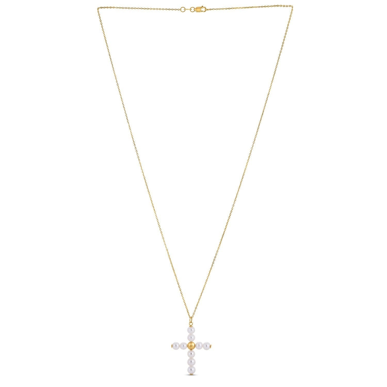 14k Yellow Gold Pearl Cross Pendant Bids.com