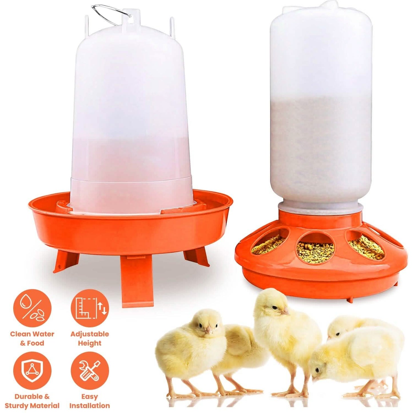 1.5L Chicken Feeder Adjustable Height Waterer Set DailySale