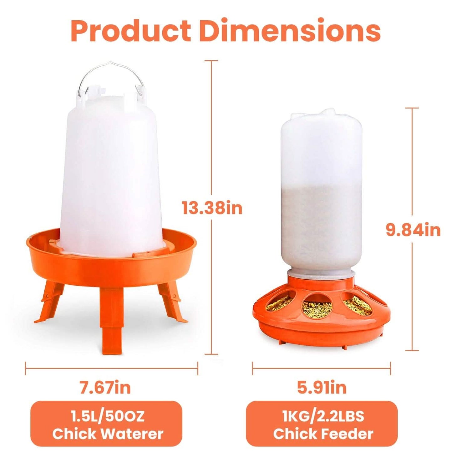 1.5L Chicken Feeder Adjustable Height Waterer Set DailySale