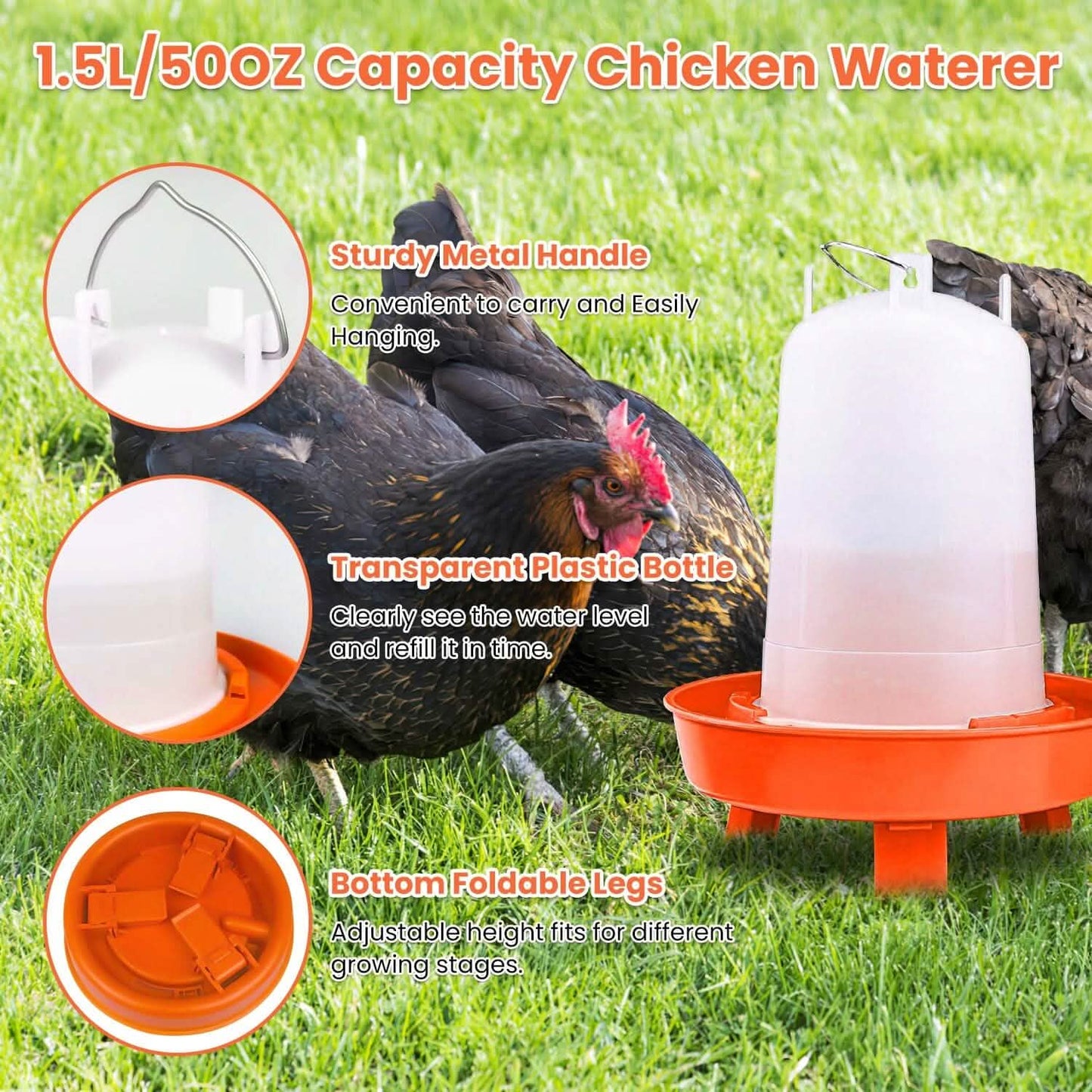 1.5L Chicken Feeder Adjustable Height Waterer Set DailySale