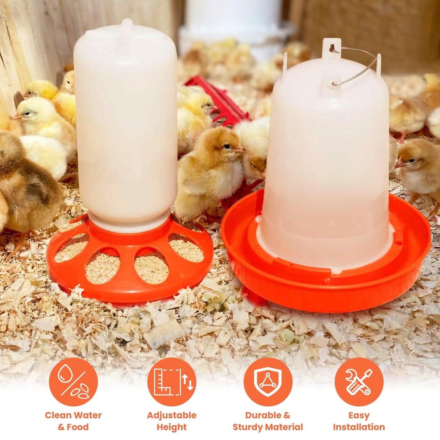 1.5L Chicken Feeder Adjustable Height Waterer Set DailySale