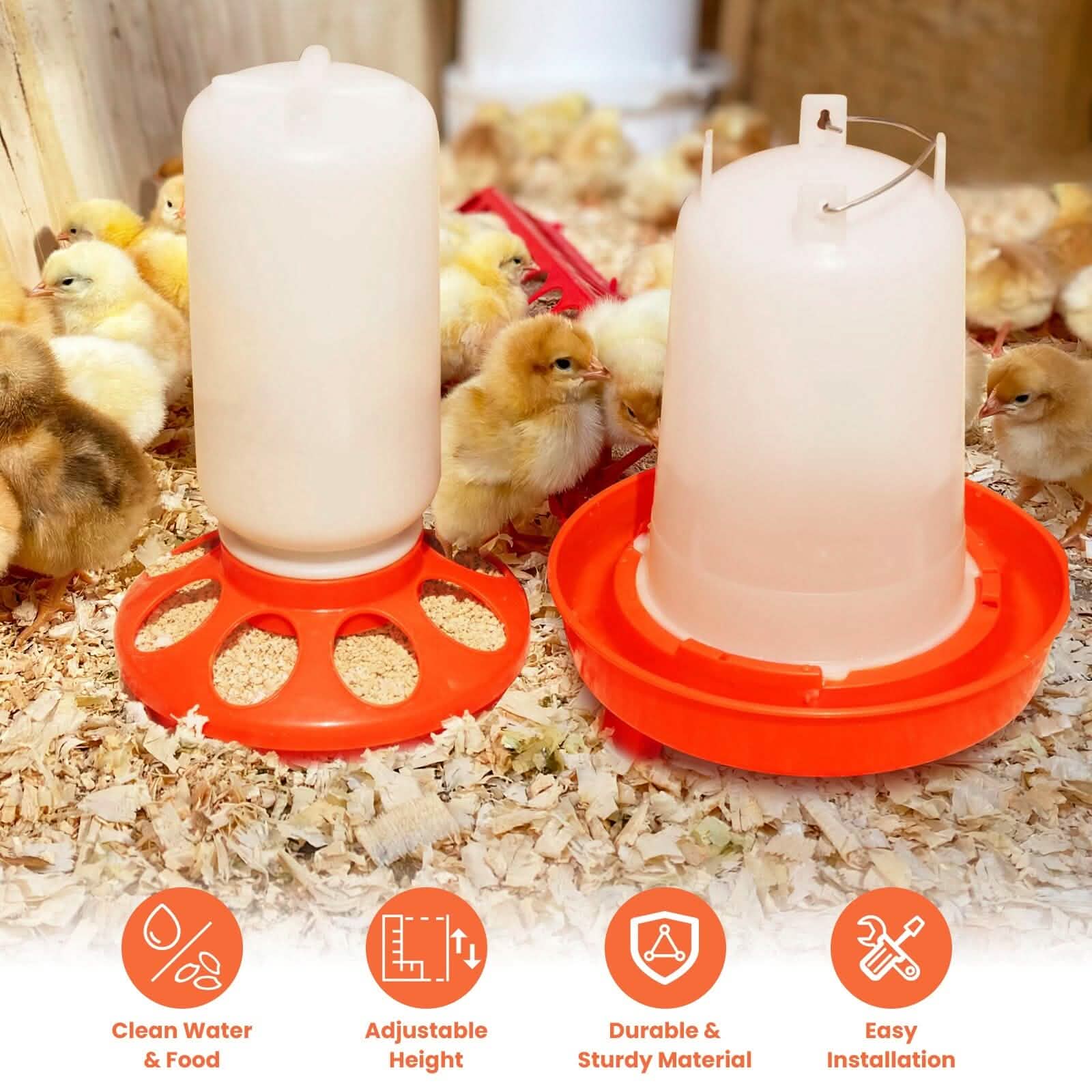 1.5L Chicken Feeder Adjustable Height Waterer Set DailySale