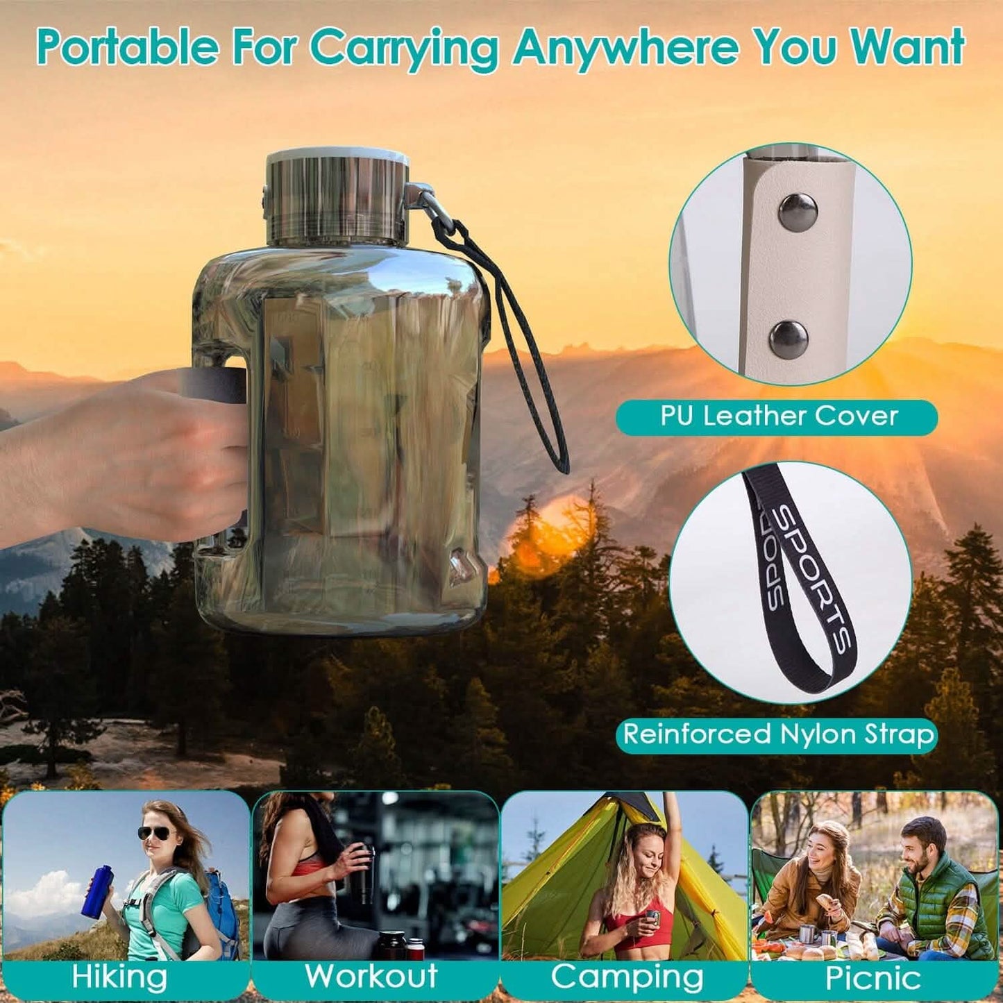 1.5L Large Capacity Portable Rechargeable Hydrogen Water Bottle 6 Min. Quick Electrolysis DailySale