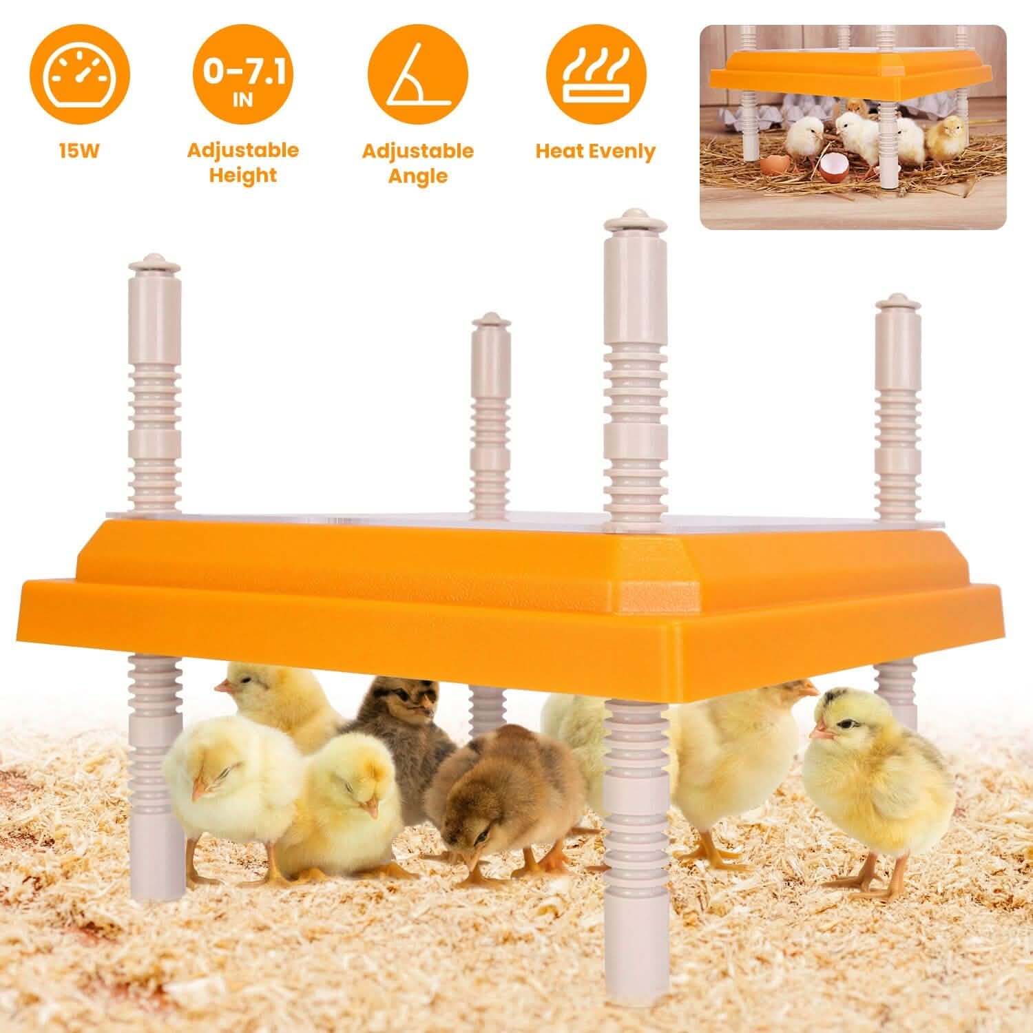 15W Chicken Brooder Heater with Adjustable  Height Angle Max 131℉ DailySale