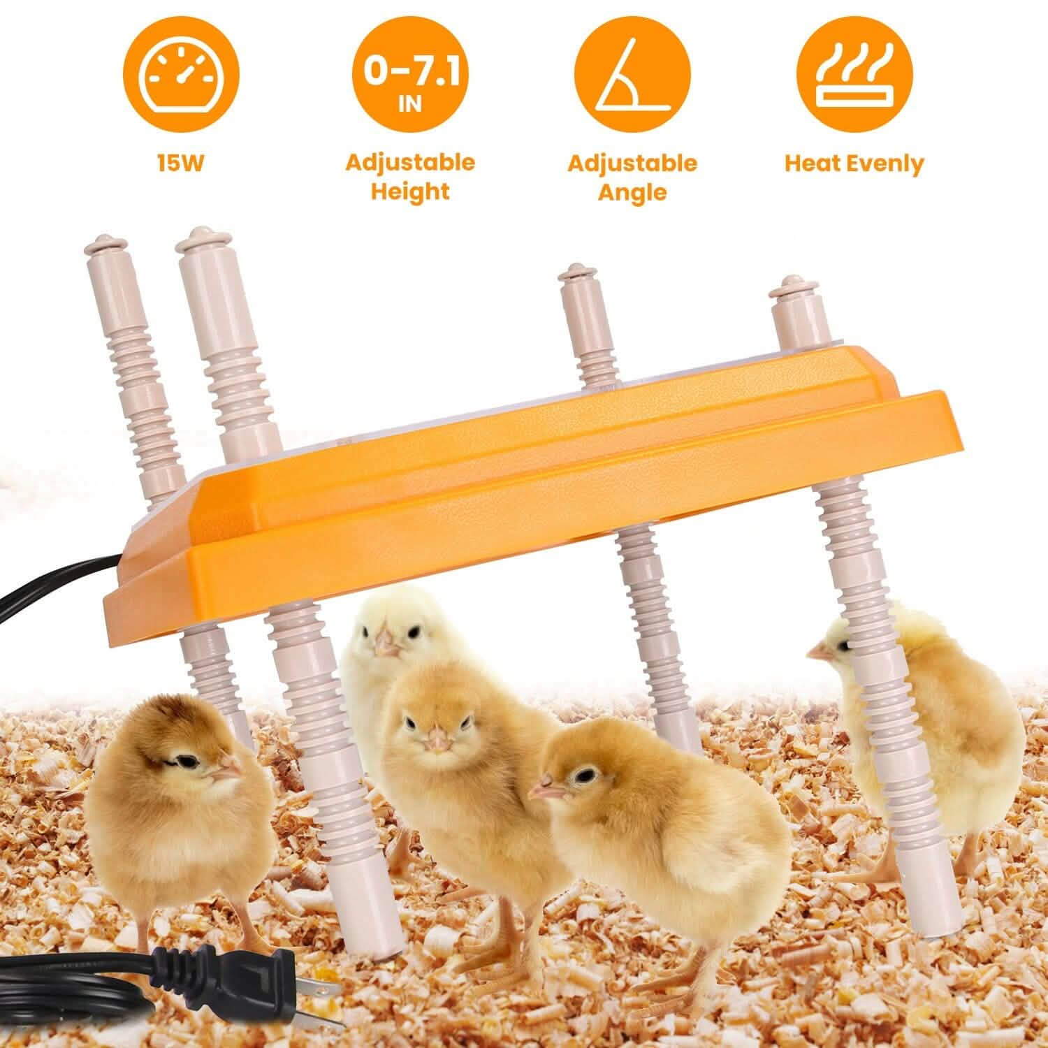 15W Chicken Brooder Heater with Adjustable  Height Angle Max 131℉ DailySale