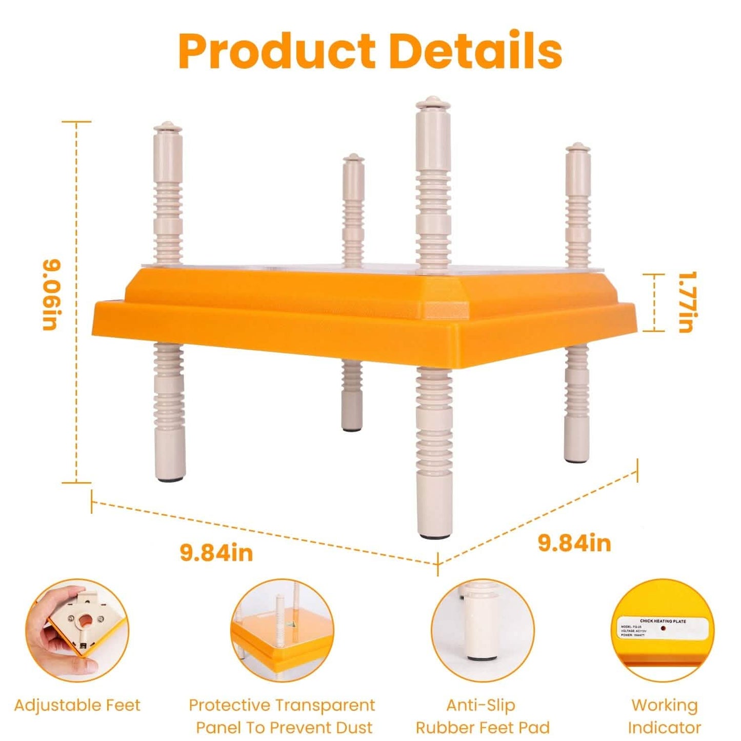 15W Chicken Brooder Heater with Adjustable  Height Angle Max 131℉ DailySale