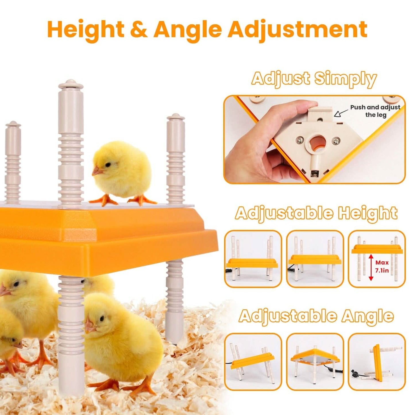 15W Chicken Brooder Heater with Adjustable  Height Angle Max 131℉ DailySale