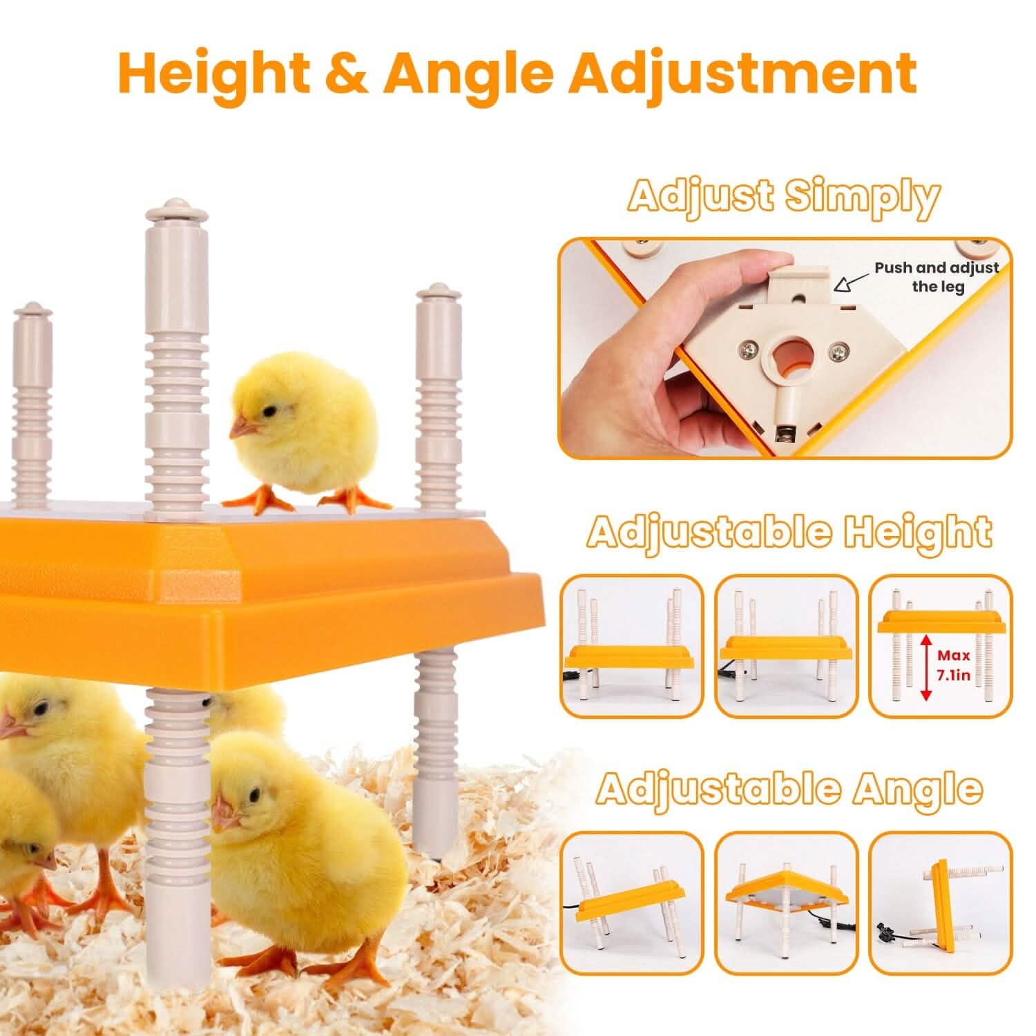 15W Chicken Brooder Heater with Adjustable  Height Angle Max 131℉ DailySale