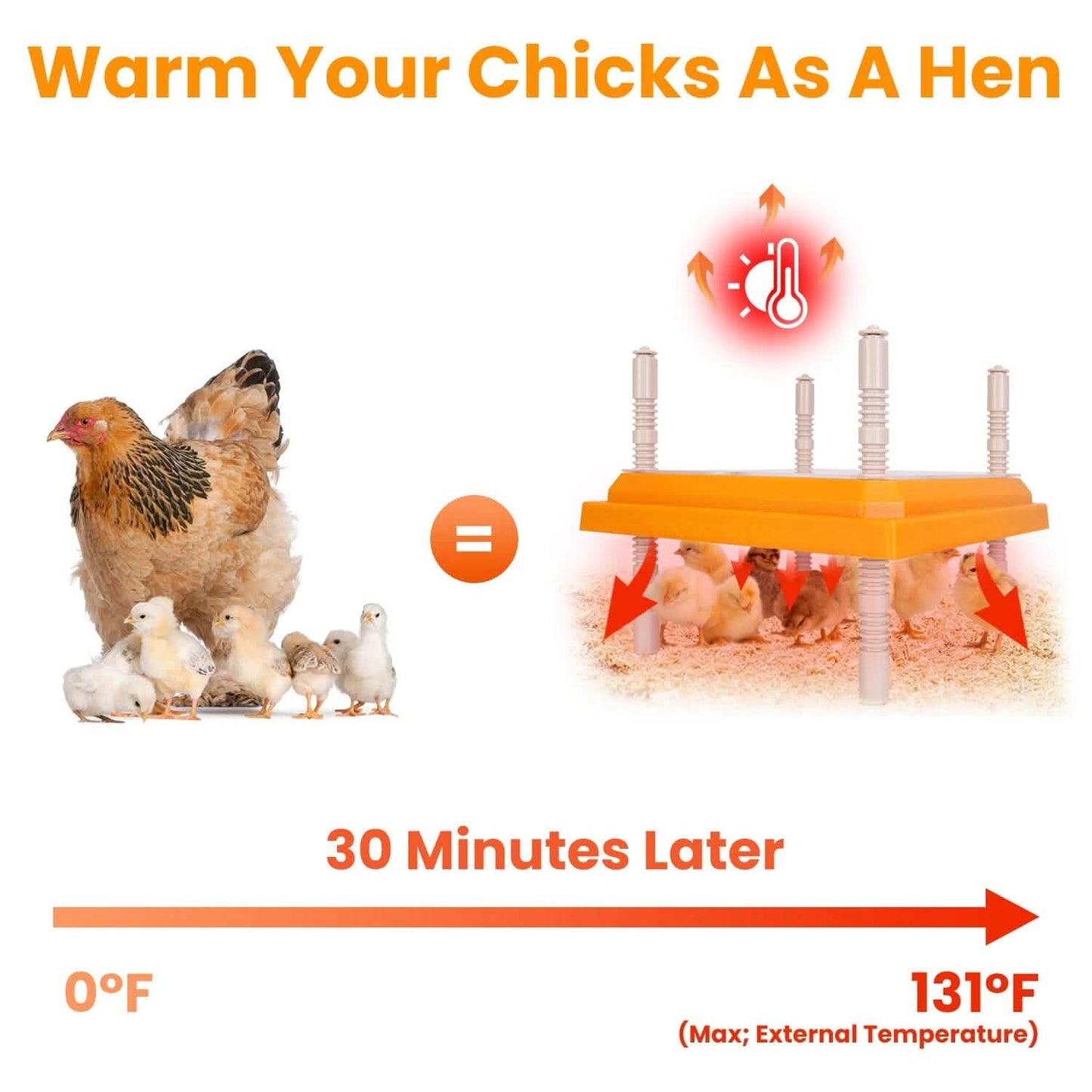 15W Chicken Brooder Heater with Adjustable  Height Angle Max 131℉ DailySale