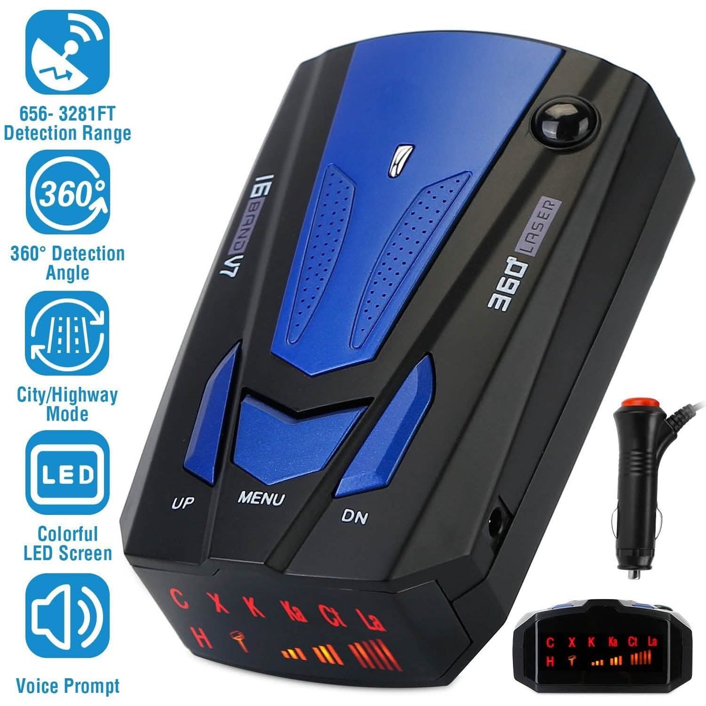 16 Band V7 Speed Safety Voice Alert Car Radar Detector DailySale