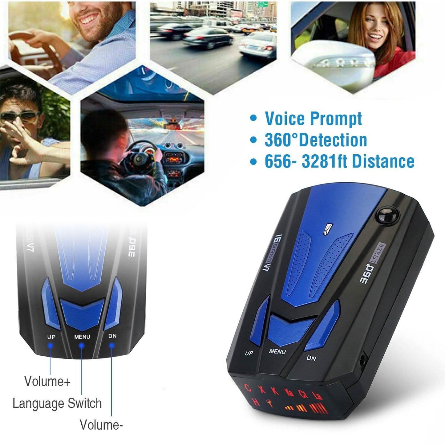 16 Band V7 Speed Safety Voice Alert Car Radar Detector DailySale