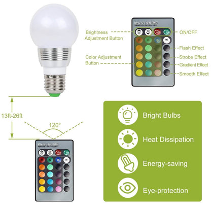 16 Colors Change LED Bulbs E27 3W RGD Dimmable Mood Lighting Lamp DailySale