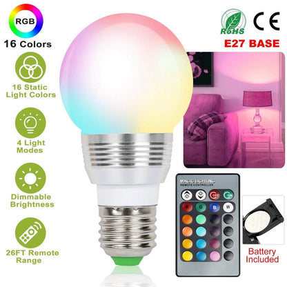 16 Colors Change LED Bulbs E27 3W RGD Dimmable Mood Lighting Lamp DailySale