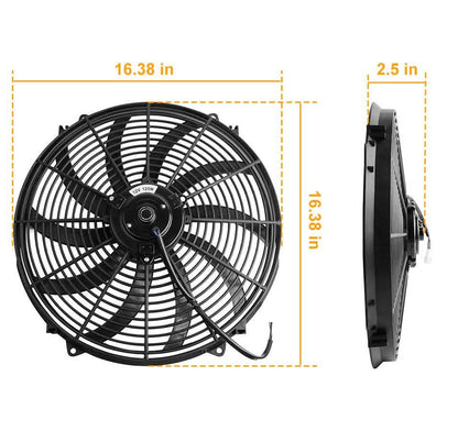 16" Electric Radiator Cooling Fan 12V 120W 10 Blades Car Thermostat Kit DailySale