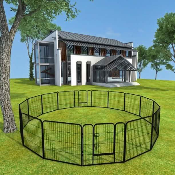16 Panels Large Indoor Metal Pet Fence DailySale