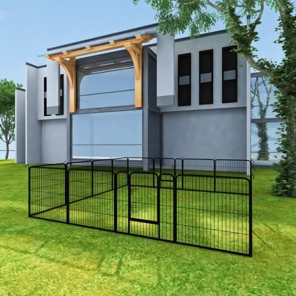 16 Panels Large Indoor Metal Pet Fence DailySale