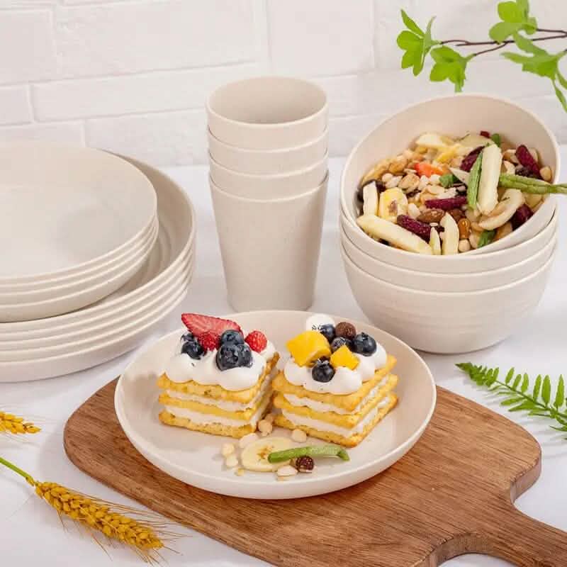 16-Piece: Durable Wheat Straw Dinnerware Set DailySale