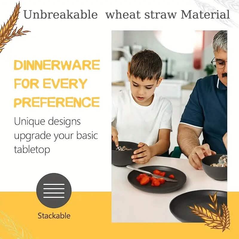 16-Piece: Durable Wheat Straw Dinnerware Set DailySale