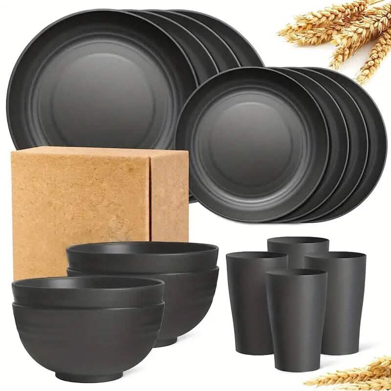 16-Piece: Durable Wheat Straw Dinnerware Set DailySale